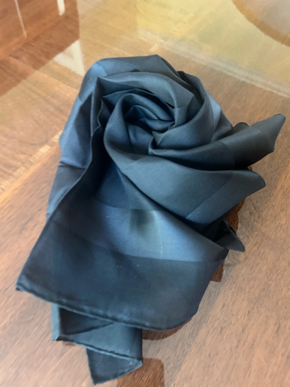 Black striped scarf Square - Satin Finish cotton Swiss made 25“ x 25“